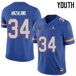 Youth Florida Gators #34 Alex Anzalone NCAA Jordan Brand Royal Authentic Stitched College Football Jersey RGO5262NB